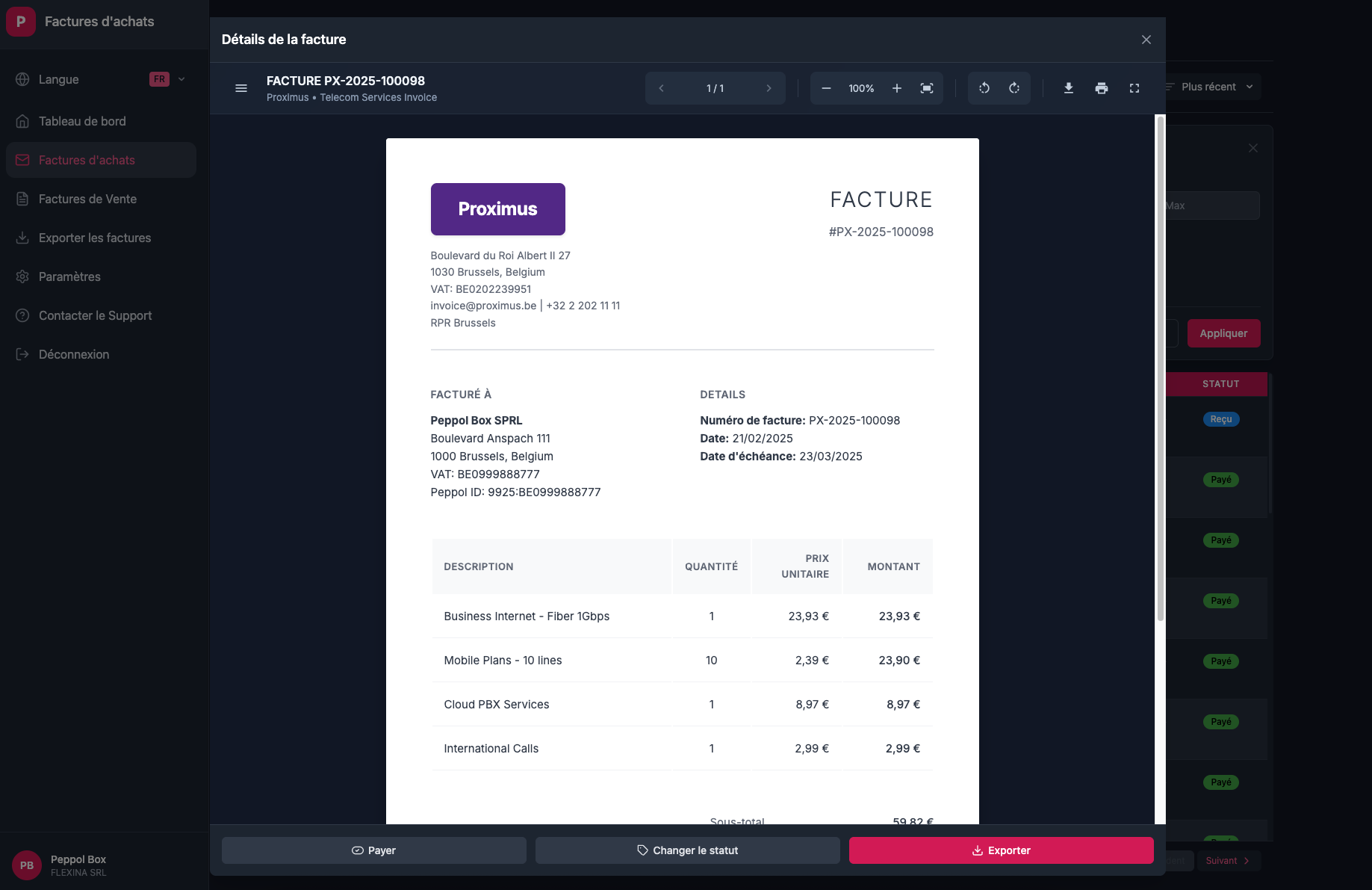 Purchase invoice detail view