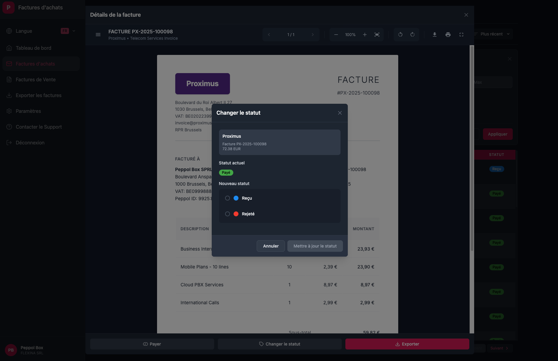 Purchase invoice import interface