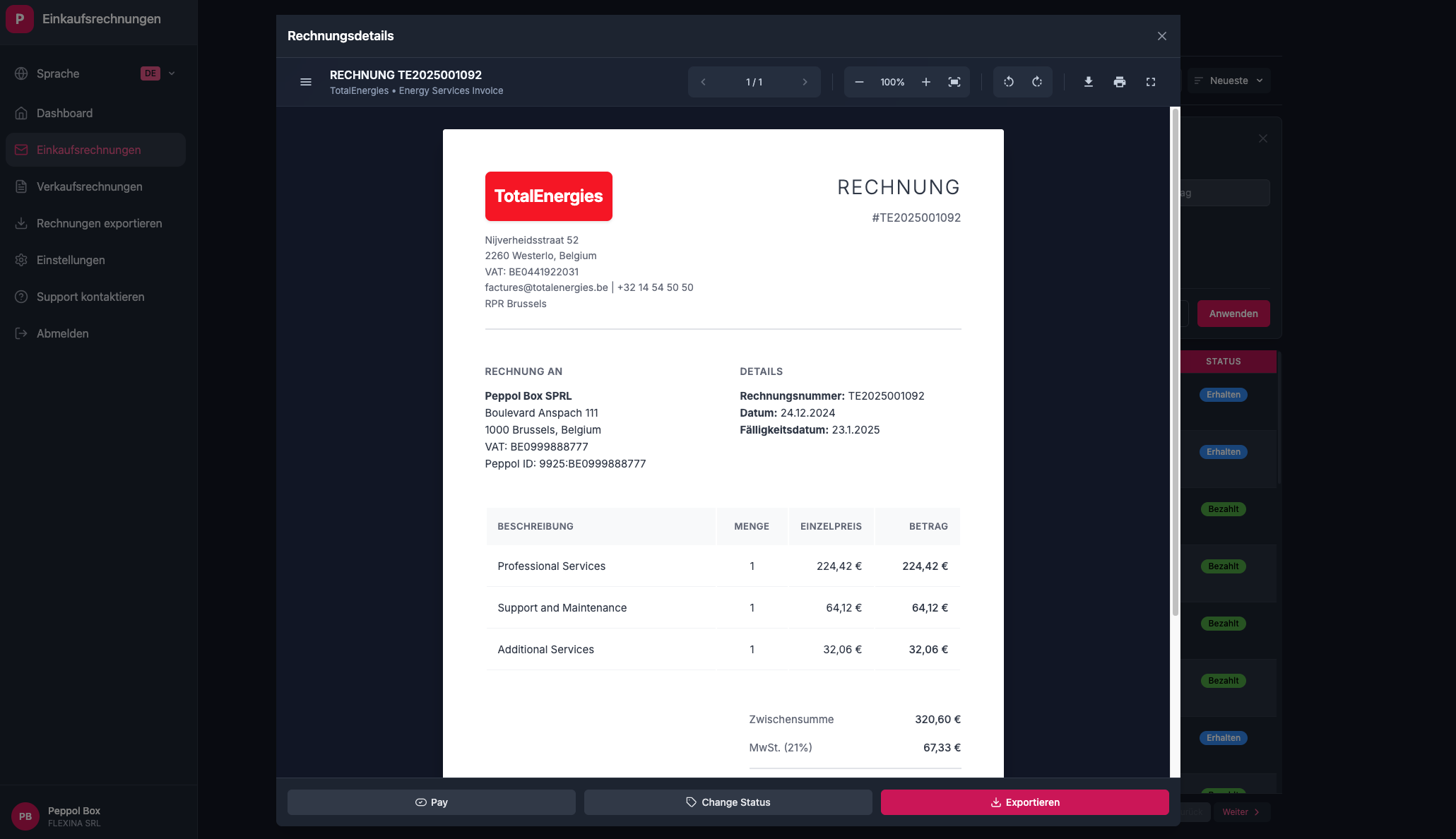 Purchase invoice detail view