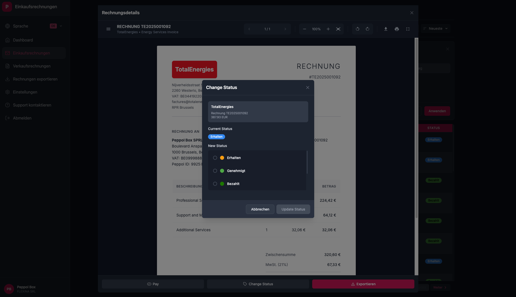 Purchase invoice import interface