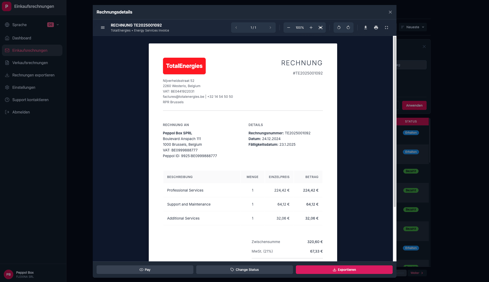Purchase invoice detail view