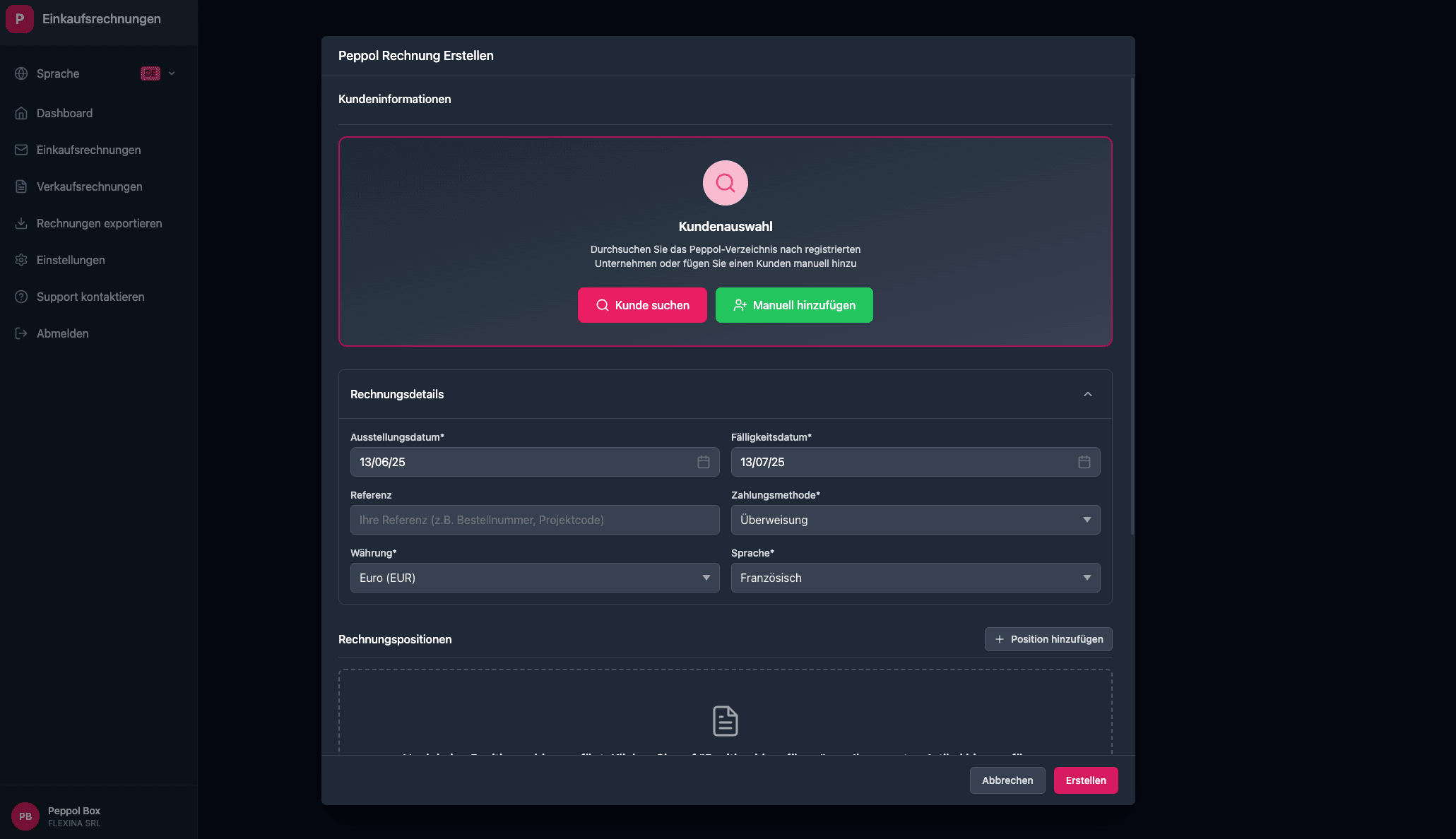Customer selection interface