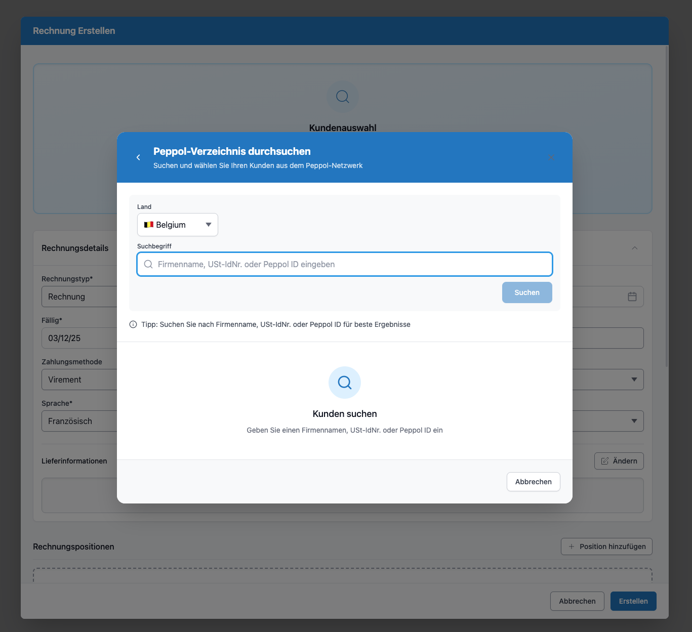 Kundensuchschnittstelle im Peppol-Netzwerk mit Peppol Box