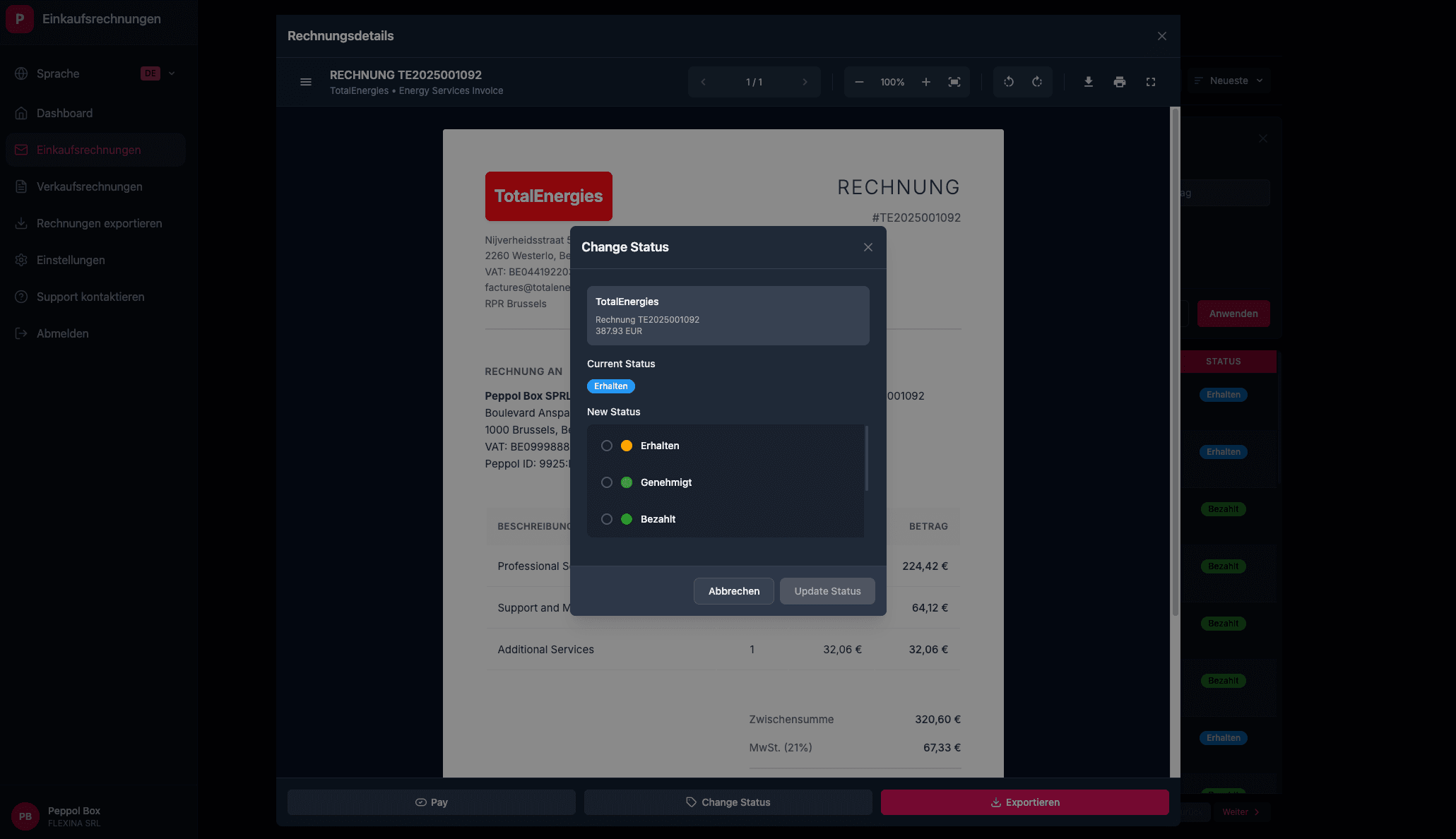 Purchase invoice import interface