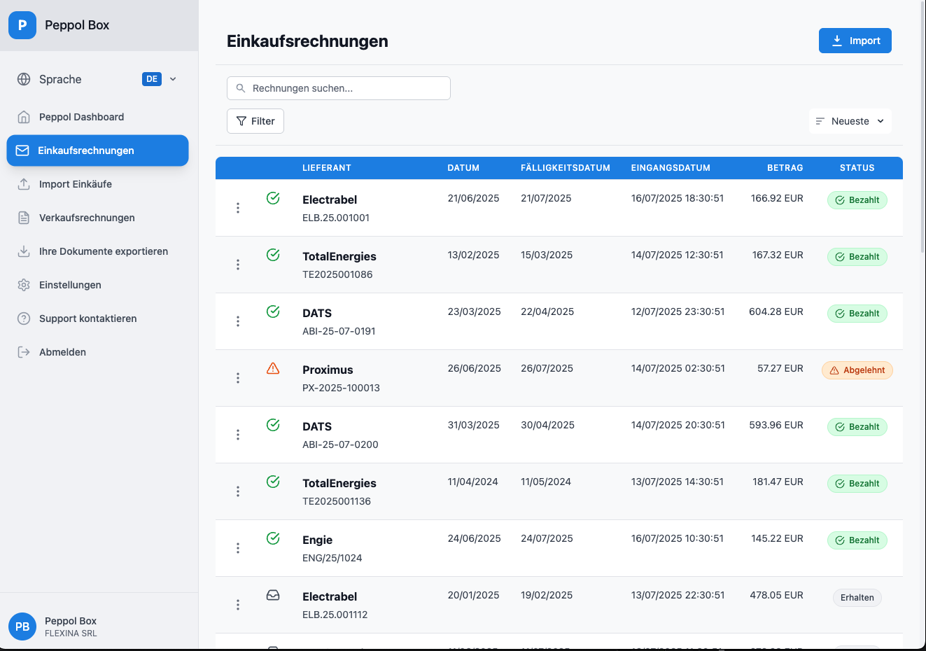 Automatischer Rechnungsempfang