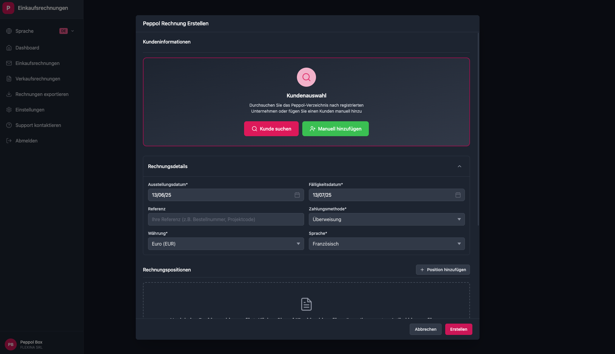 Customer selection interface