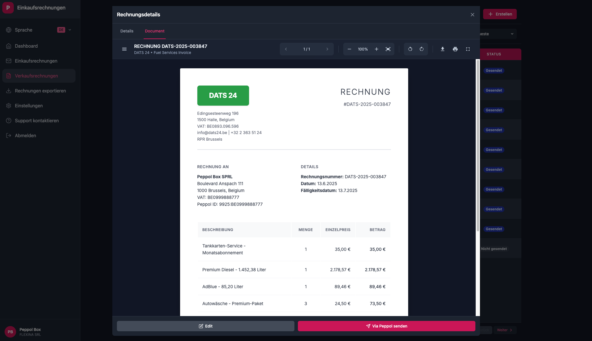 Professional PDF generation interface