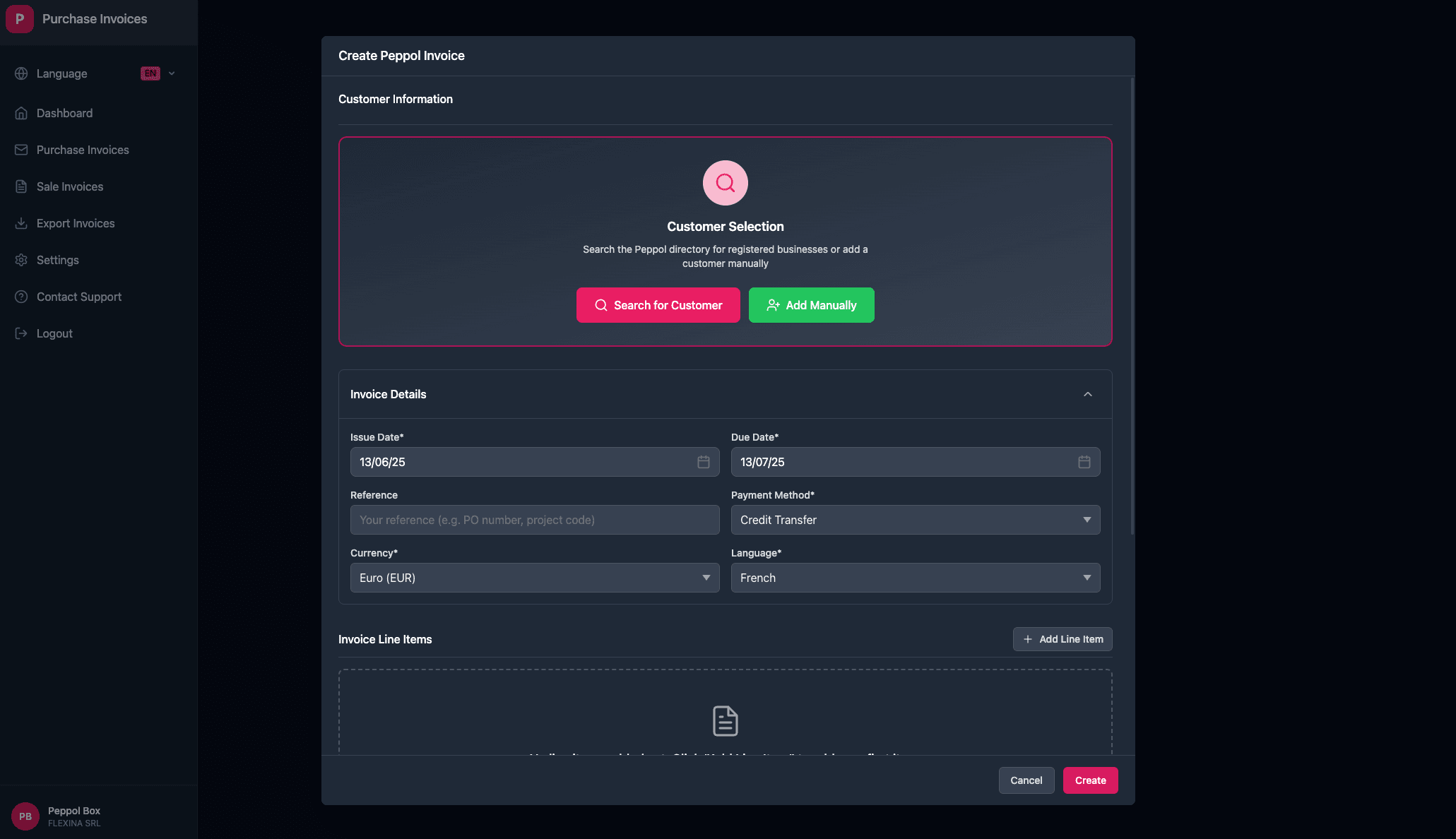 Customer selection interface