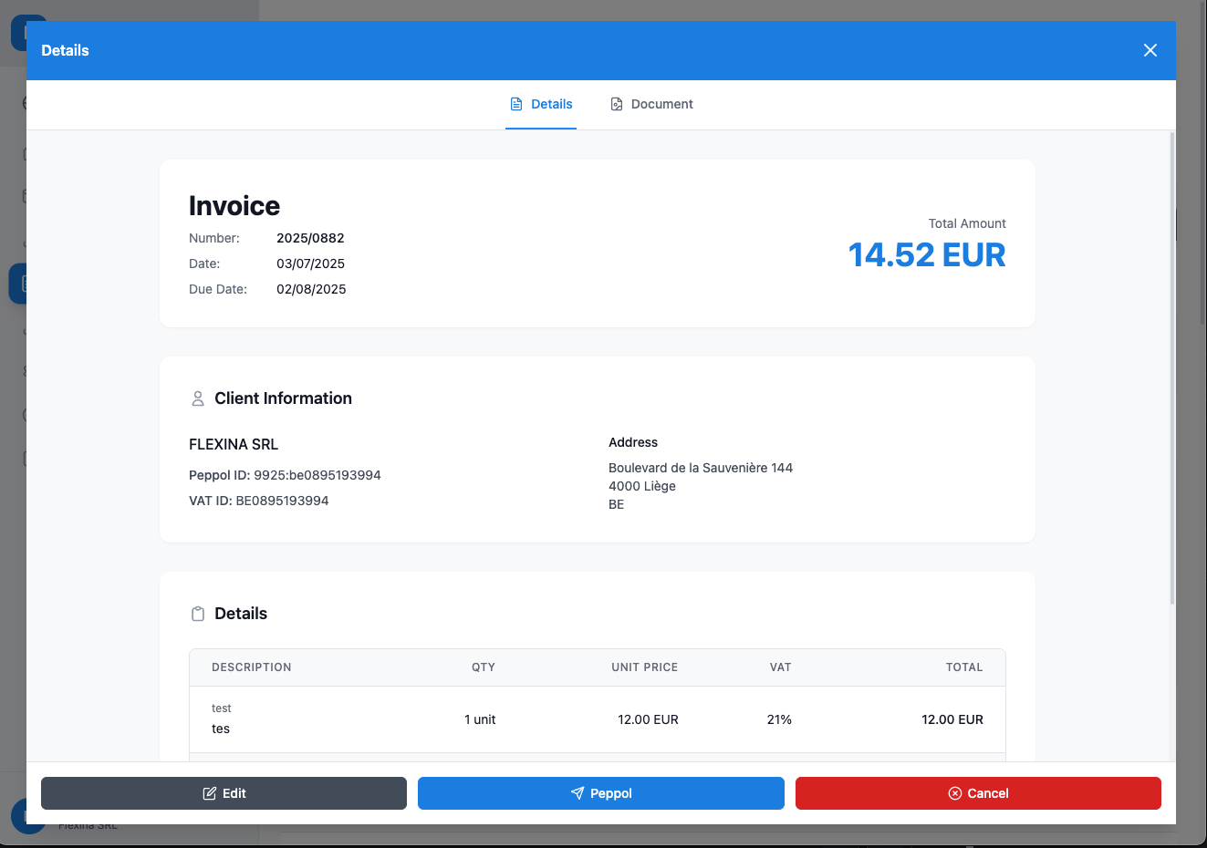Quick invoice sending