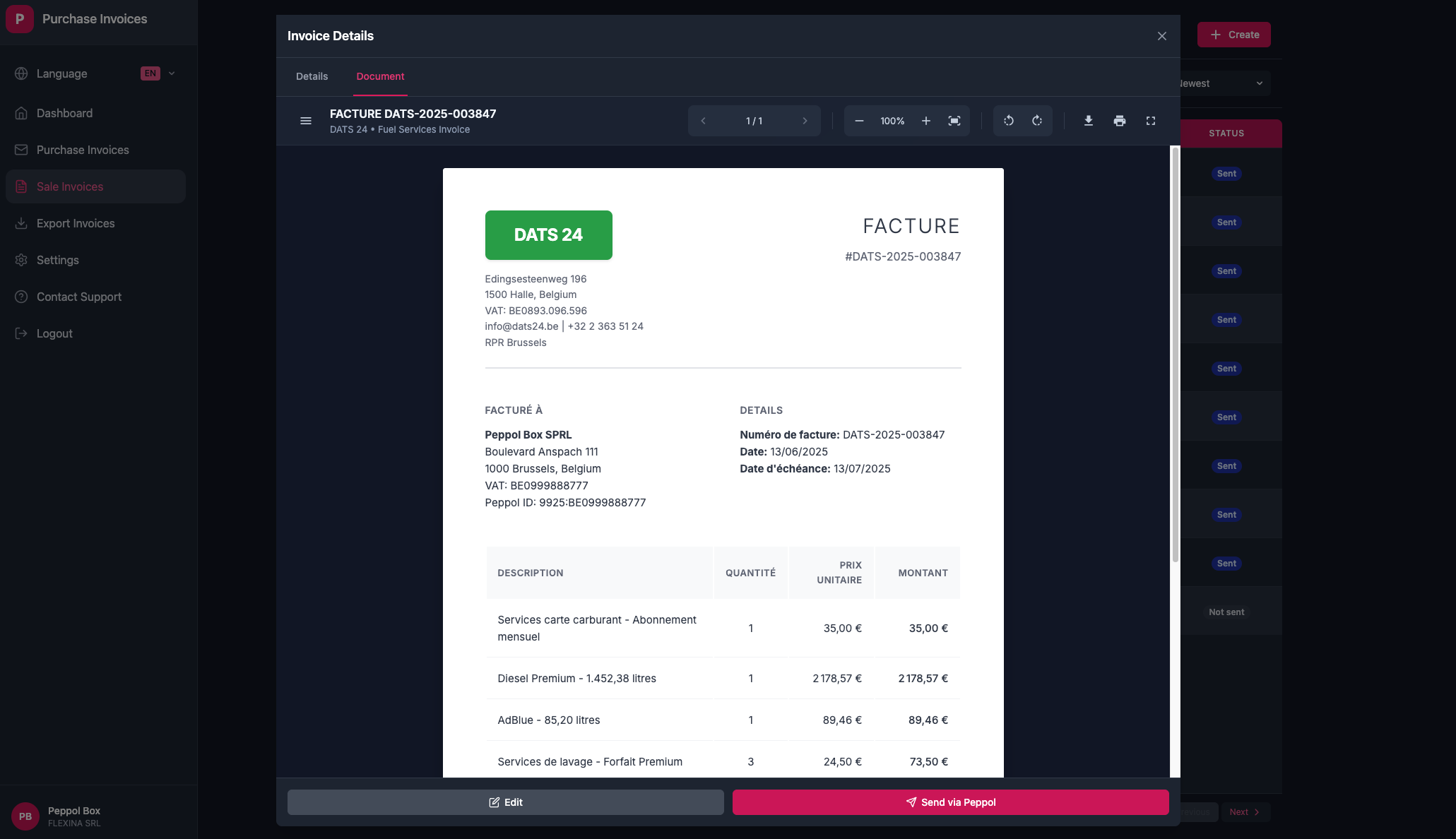 Professional PDF generation interface