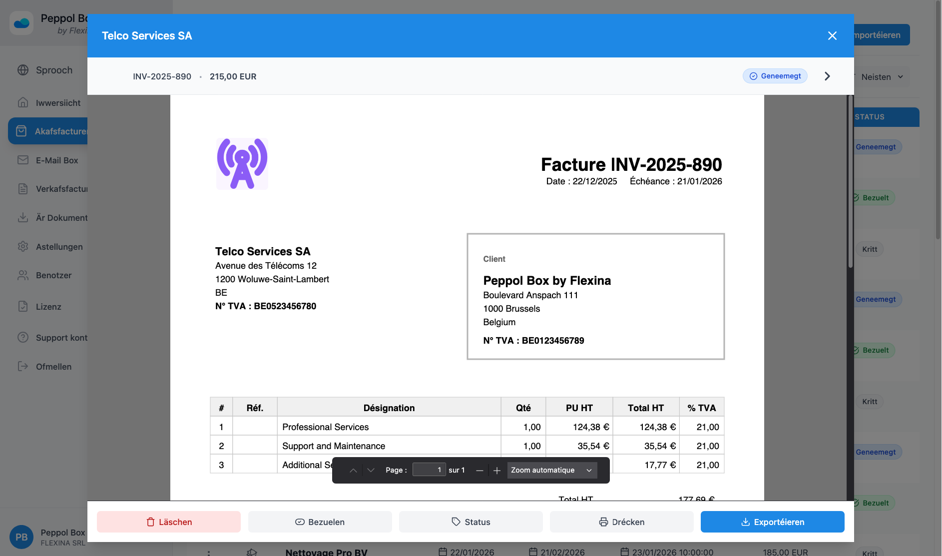 Purchase invoice detail view