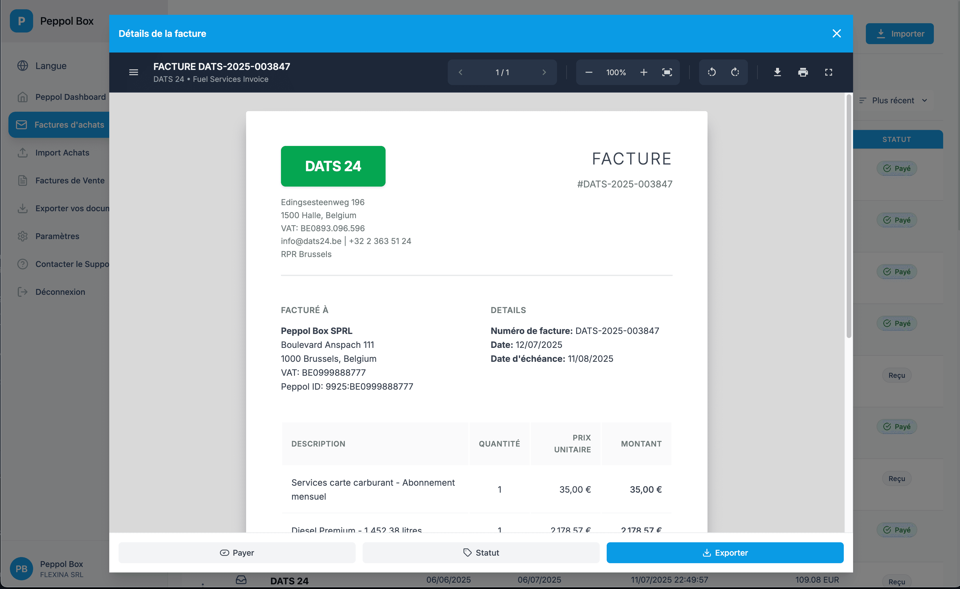 Purchase invoice detail view