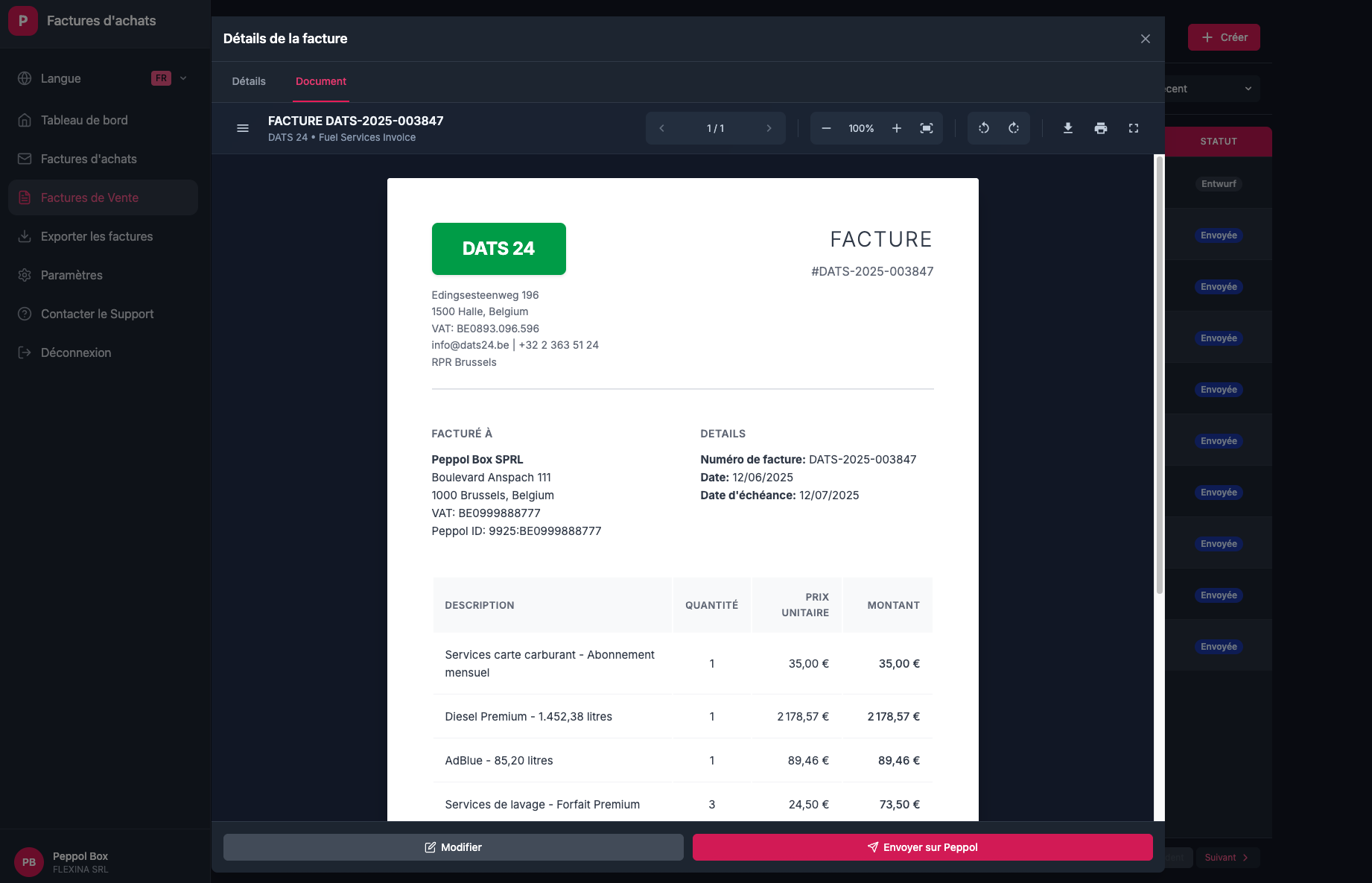 Professional PDF generation interface